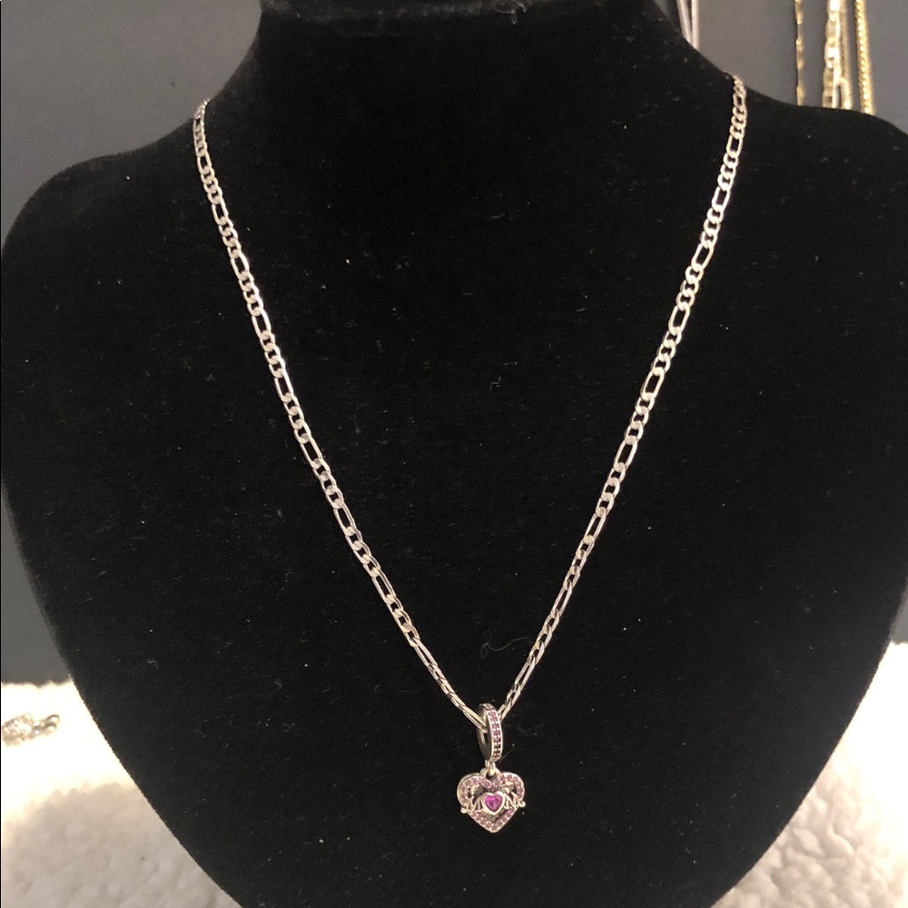 925 Sterling Silver Heart Pendant Figuero Necklace